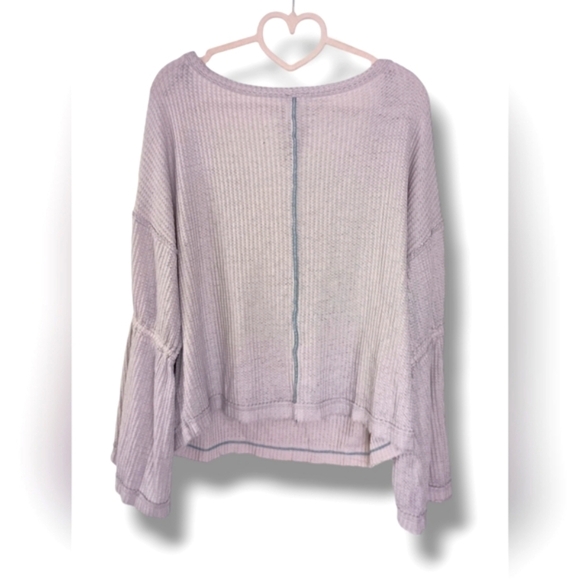 Free People Dahlia Waffle Knit Bell Sleeve Blouse size Small in Lilac 💜 Small - Picture 6 of 12